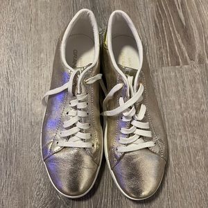 Womens Cole Haan GrandPro Tennis Lace Oxford Fashion Sneakers, Platino Glitter